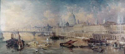 テムズ堤防の設計、上流を見る 作： Thomas Allom
